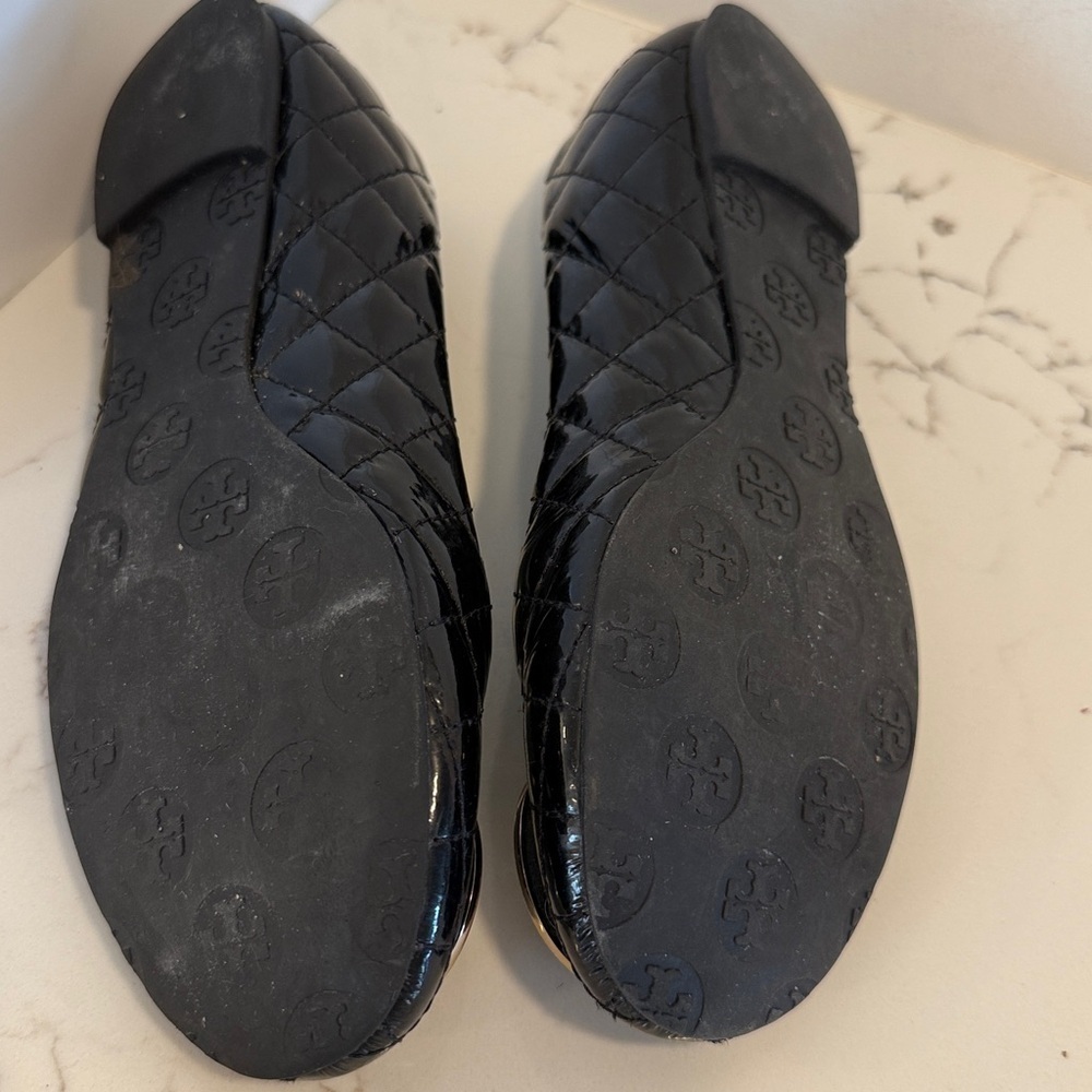 Tory Burch Black Leather Flats 8M - Picture 5 of 5